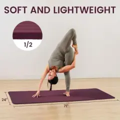 Fitvids 1/2-Inch Thick High Density Foam Exercise Yoga Mat with Carrying Strap, For Cushioning The Body Against Hard Floors, Deep Wine