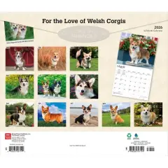 BrownTrout For the Love of Welsh Corgis 2026 14"x24" Hanging Deluxe Wall Calendar Plastic-Free
