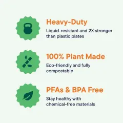 Attop 100% Compostable, 3 Compartment, Disposable Paper Plates [125-Pack] [10 Inch] Heavy Duty Divided Platte Tray