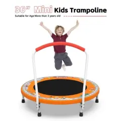 Jump Into Fun 36inch Mini Trampoline for Kids Ages 1-6 Indoor Outdoor Trampoline with Handle Fun for Kids