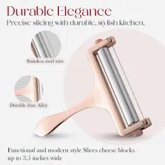 Bellemain Adjustable Thickness Cheese Slicer &ndash; Rose Gold with Stainless Steel Wire