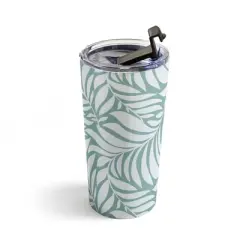 Heather Dutton Flowing Leaves Seafoam Travel Mug 20 oz Stainless Steel Travel Mug - Deny Designs