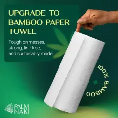 Palm Naki Bamboo Paper Towels 2-Ply, Mega Rolls 150 Sheets/Roll, Strong & Absorbent, Tree-Free Lint-Free
