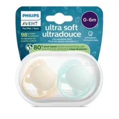 Philips Avent Ultra Soft Pacifiers 0-6m - Sand/Pale Mint - 2pk