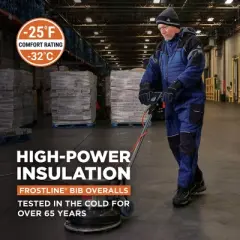 RefrigiWear Men's Frostline Insulated Bib Overalls with Performance-Flex