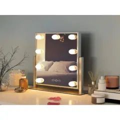 Fenchilin Large Hollywood Vanity Makeup Mirror with Smart Touch Control, 3 Color Options, Dimmable Light, 10X Magnification, and 360 Degree Rotation