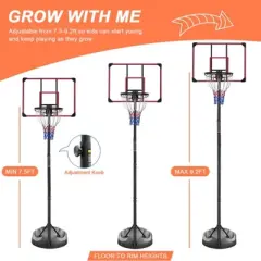 Portable Basketball Hoop, 7.5-9.2FT Height Adjustable Basketball Hoop Goal System, Outdoor Basketball Goal System with Wheels for Kids Youth Adults