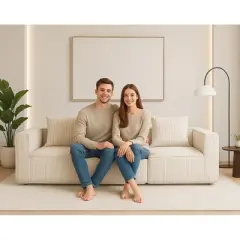 CAVINAS Multi Comfy Corduroy Sofa with Horizontal Texture Design,Indoor Compression 3-Seater Sofa Set,Sofa Couch for Living Room Furniture