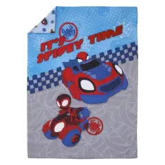 Marvel Spiderman Spidey and his Amazing Friends Spidey Time Red, Blue, and Grey 4 Piece Toddler Bed Set