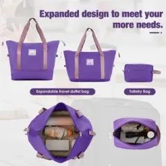 NAYSAYE Luggage Softside Expandable 3 Piece Luggage Set with Duffel Bag TSA Lock Spinner Wheels for Travel, Purple, 31.78"*20"*12.33"