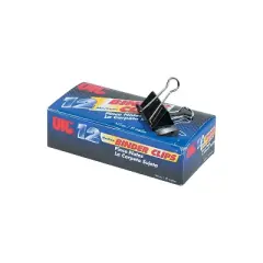 Officemate Binder Clips Medium 1-1/4"Wide 5/8" Cap 12/BX Black/Silver 99050