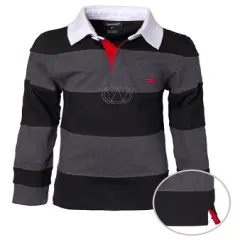Sportoli Boys Cotton Striped Long Sleeve Polo Rugby Shirt