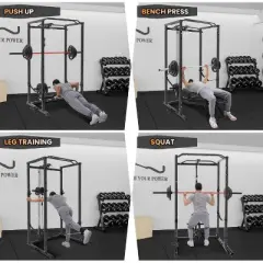 Power Cage with LAT Pulldown, Multi-Functional Power Rack