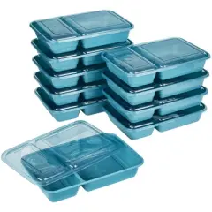 GoodCook Meal Prep 2 Compartment Rectangle Containers + Lids - 3Cups - 20pcs/10ct - Dark Teal