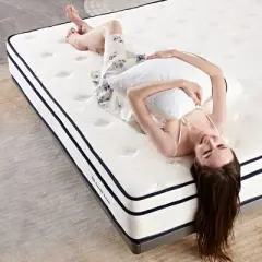 Luck Live 10-inch hybrid mattress with anti-static breathable built-in springs and pillow top, motion isolation, pressure relief, boxed full mattress