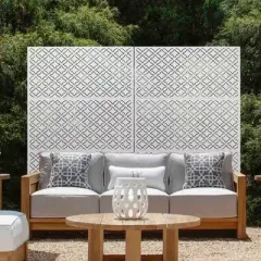 PexFix 72 in. x 47 in. Outdoor Privacy Screen Garden Fence in Palace Pattern in White