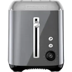 Black & Decker 2-Slice Toaster with Extra Wide Slot Push-Button Functions, Shade Selector and Swing-Down Crumb Tray, Black/Stainless Steel