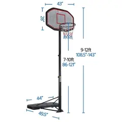 Yaheetech 43-inch Portable Basketball Hoop 9-12ft Adjustable Height Basketball Hoop System for Outdoors