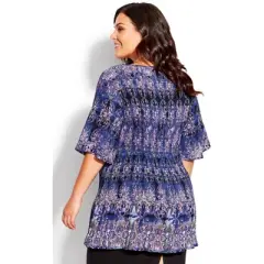 Women's Plus Size Clairville Pleat Tunic  - Moody Moment Border | EVANS