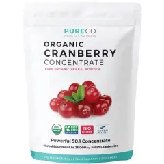 USDA Organic Cranberry Concentrate, Pure Cranberry Juice Concentrate for Urinary Tract, Joint & Kidney Health Support, Pure Co, 100 or 200 servings