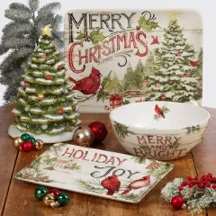 16" x 12" Earthenware Evergreen Christmas Rectangular Platter - Certified International