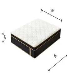 FURNIinspire Mattresses 10 Inch Queen Size Plush Hybrid Mattress with Encased Coils Gel Memory Foam, Fiberglass-Free, Black, 80"*60"*10"