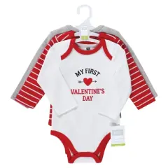 Hudson Baby Infant Boy Cotton Long-Sleeve Bodysuits, Valentine Heartbreaker