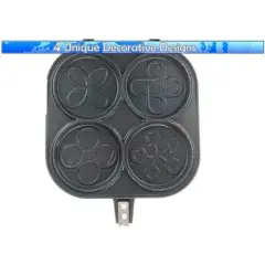 5 Star Super Deals 2 Perfect Small Bake & Serve Double Sided Pancake Maker Pan - 4 Decorative Designs For Eggs, French Toast, Omelette