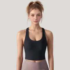 Anna-Kaci Active Women's Athletic Crop Tank Top with Cross Back Straps and Scoop Neckline