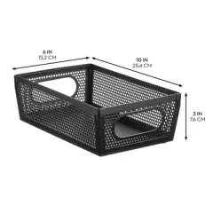 Perforated Metal Storage Bin with Handles