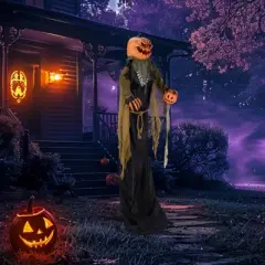 Syemin Decorative Holiday Scene Props 7ft Pumpkin Man Halloween Standing Decoration Halloween Inflatable Outdoor Decorations, Black, 48"*12"*84"