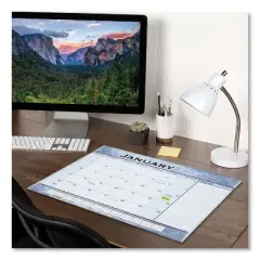 Slate Blue Desk Pad, 22 x 17, Blue Sheets, Clear Corners, 12-Month (Jan to Dec): 2026