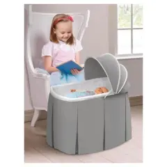 Badger Basket Cuddles Rocking Doll Bassinet - Gray/White