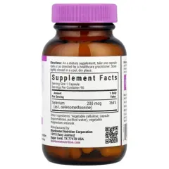 Bluebonnet Nutrition Selenium, 200 mcg, 90 Vegetable Capsules