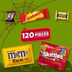 Mars - M&M's, Snickers, Skittles, Starburst & Milky Way Halloween Chocolate Candy Variety Bag Bulk - 47.23oz/120ct