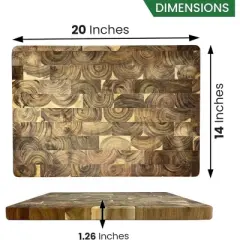 Palm Naki Acacia Wood Cutting Board, Large & Durable, Decorative, 20 x 14 x 1.26