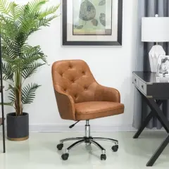 40" Fabric Gaslift Adjustable Swivel Office Chair Brown - Glitzhome