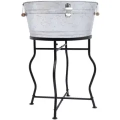 BirdRock Home 19Gal Galvanized Beverage Tub with Stand - Indoor & Outdoor - Silver