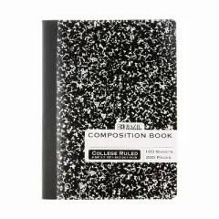 BAZIC Products&reg; Composition Book, College Ruled, Black Marble, 100 Sheets, Pack of 12