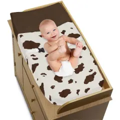 Sweet Jojo Designs Girl Boy Gender Neutral Unisex Changing Pad Cover Western Cowgirl Brown and Off White