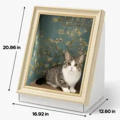 Kumasinova Cat Living in Famous Painting,Pet Scratcher Oil Painting Cat House,Vintage Art Picture Frame Cardboard House
