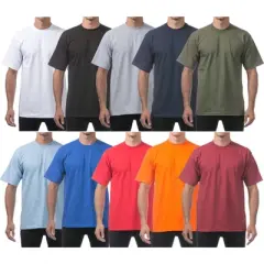 2 Pack Pro Club Men's Heavyweight Short Sleeve Crew Neck T-Shirt