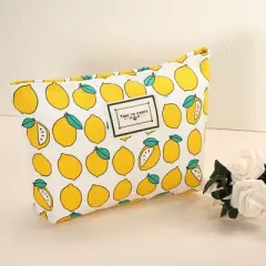 Unique Bargains Canvas Large Capacity Makeup Bag Yellow