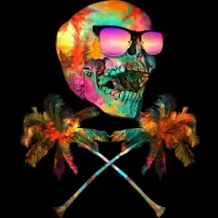 Men's Design By Humans Palm Tree Summer Cross Bones By Johnthan Tank Top