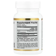 California Gold Nutrition Vitamin D3 + K2 as MK-7, 60 Veggie Capsules