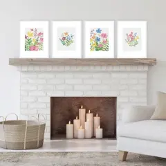 Big Dot of Happiness Wildflowers - Unframed Floral Nursery and Room Decor Linen Paper Wall Art - Set of 4 - Artisms - 8 x 10 inches