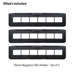 Magnasonic Long Tray Negative Film Holder for 35mm Compatible Film Scanners, Holds 6 Frames, Easy to Use - Set of 3 - Black