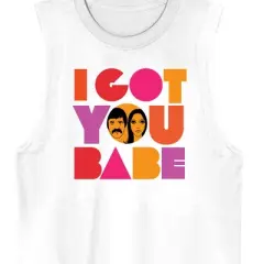 Sonny & Cher I Got You Babe Crew Neck Sleeveless White Men's Tank Top