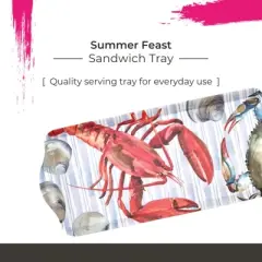 Pimpernel Summer Feast Sandwich Tray, Rectangular Melamine Snack Tray with Vibrant Garden Design, Dishwasher Safe Food Platter