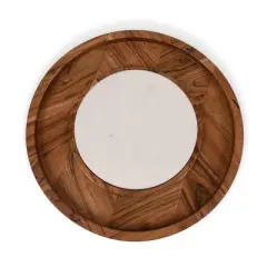 Toscana Isla Serving Platter Acacia Wood with Marble Cheese Board Insert Acacia Wood